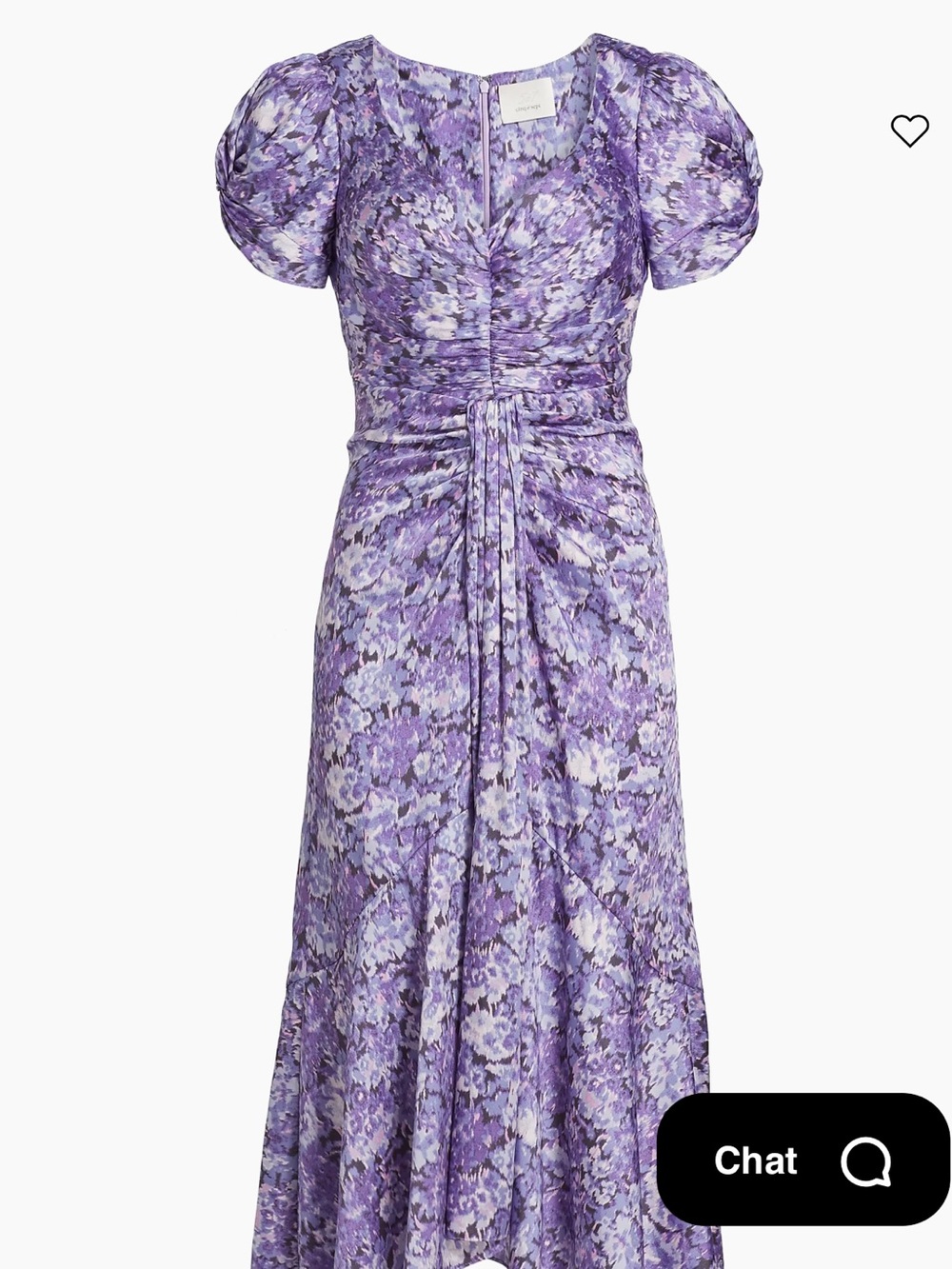 Cinq a Sept Lavender Purple Floral Ruched Midi Dress NEW